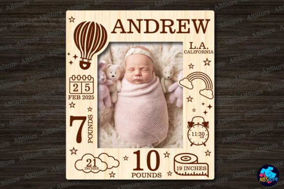 Download Baby Announcement Photo Frame Laser Cut - Laser Collection