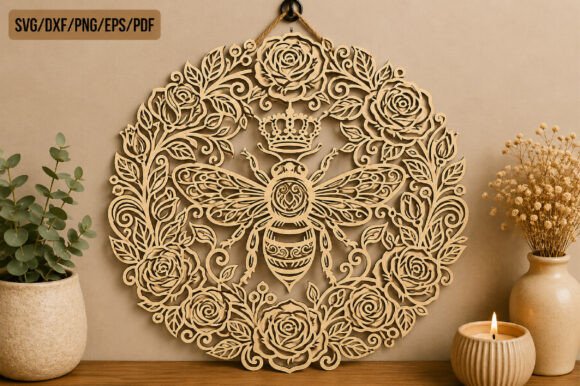 Download Laser Cut Bee Wreath Wall Art SVG Bundle - Laser Collection