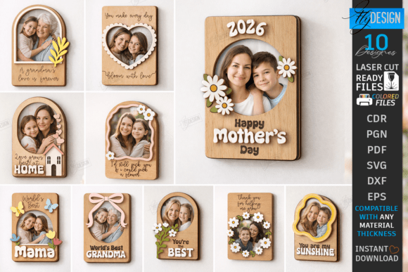Download Mother's Day Mini Photo Frames Laser Cut - Laser Collection