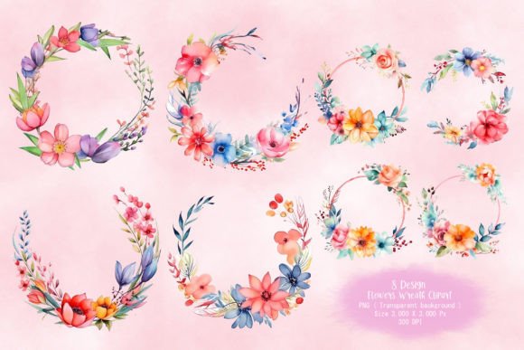 Download Watercolor Flower Wreath Png Clipart - Premium Bundle