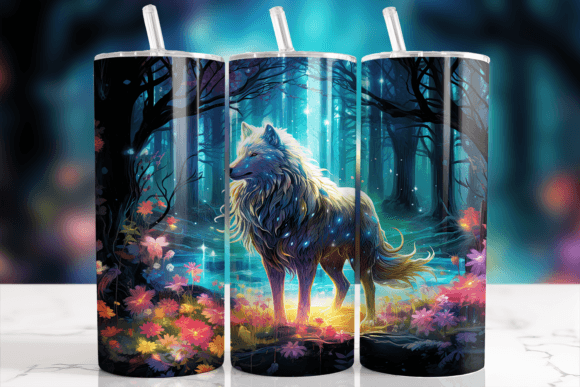 Download Enchanted Forest Majestic Wolf Tumbler - Majestic wolf Collection