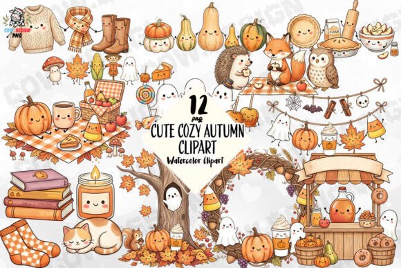 Download Cute Cozy Autumn Clipart PNG - Autumn Collection