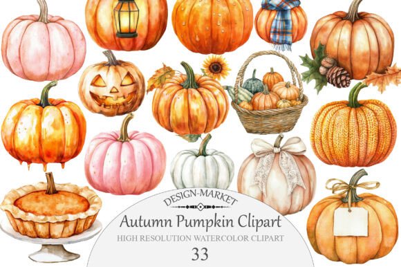 Download Watercolor Autumn Pumpkin Clipart - Autumn Collection
