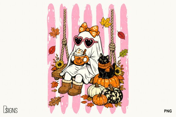 Download Fall Autumn Cozy Ghost Stripes Halloween - Autumn Collection