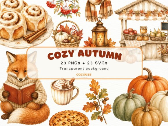Download Cozy Autumn Watercolor Clipart, Fall PNG - Autumn Collection