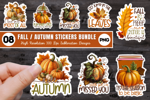 Download Fall Autumn Printable Stickers Bundle - Autumn Collection