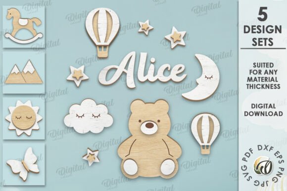 Download Kids Nursery Wall Decors Bundle Lasercut - Laser Collection