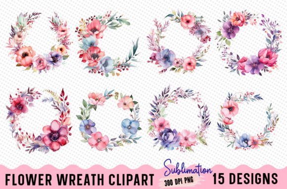 Download Watercolor Flower Wreath PNG - Premium Bundle
