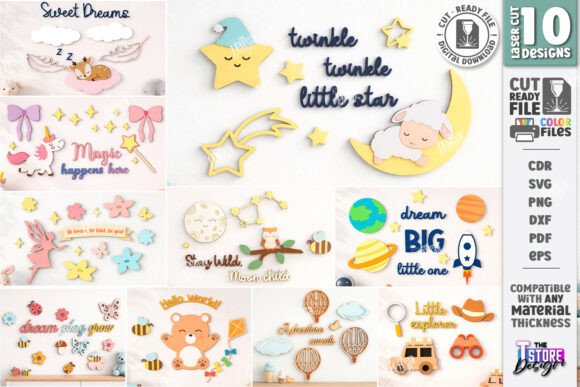 Download Nursery Wall Decor Laser Cut Bundle |CNC - Laser Collection