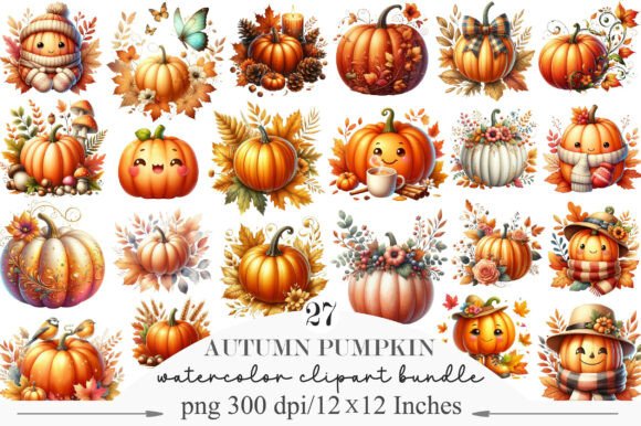 Download Watercolor Autumn Pumpkin Clipart - Autumn Collection