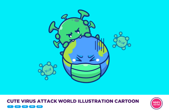 Download Cute Virus Attack World Illustration - World illustration Collection