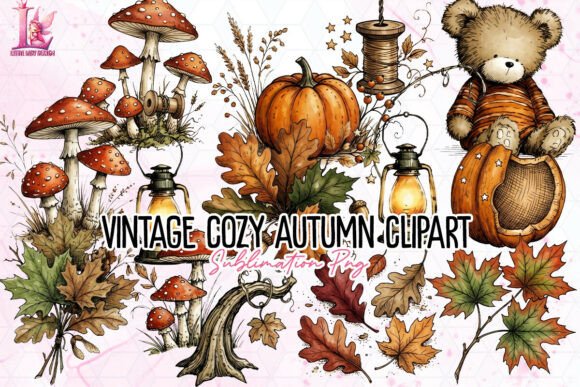 Download Vintage Cozy Autumn Clipart PNG - Autumn Collection