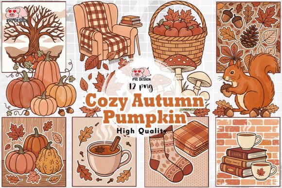 Download Cozy Autumn Pumpkin Clipart PNG - Autumn Collection