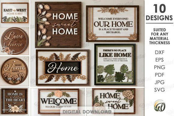 Download Welcome Home Wall Decors Bundle Lasercut - Laser Collection
