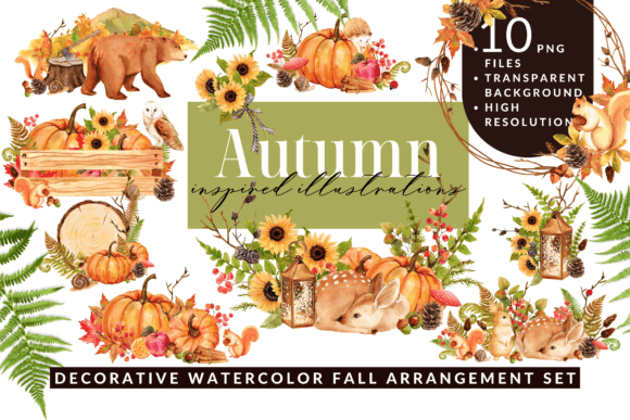 Download Watercolor Autumn Arrangement Clipart - Autumn Collection